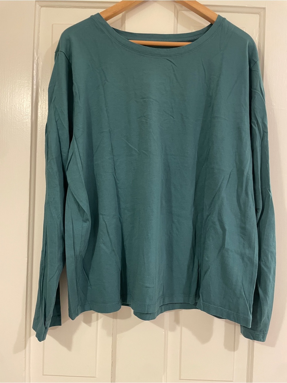 a new day Soft Long Sleeve Crewneck Tee in Teal Green